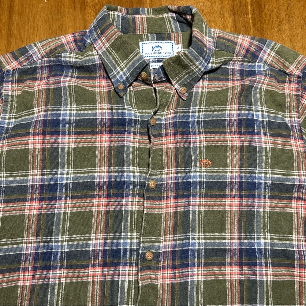 Southern Tide Men’s Green Flannel Size M